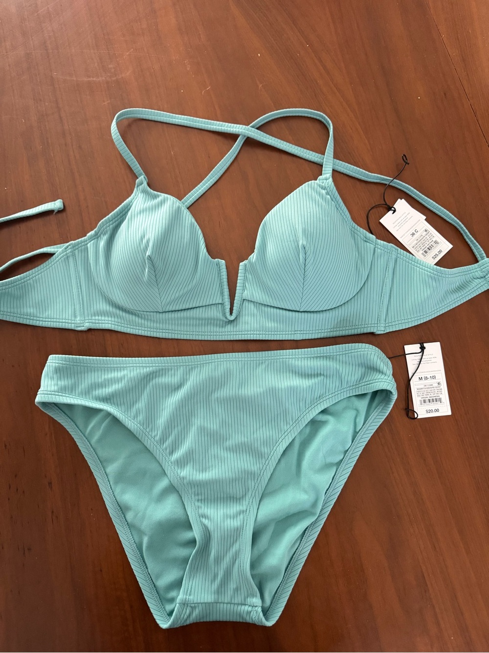 Ribbed Bikini Swimsuit Set - Mint Green